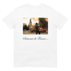 white Souvenir de France t-shirt front, dark humor graphic tee