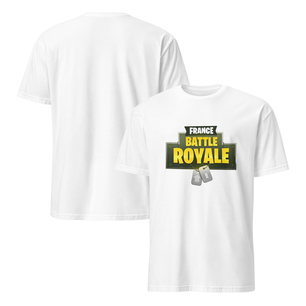 white France Battle Royale t-shirt front and back, dark humor graphic tee